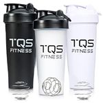 Protein Shaker Bottle Set 3 pack - BPA-Free Shaker Cups for Protein Shakes and Pre Workout - Dishwasher Safe Workout Bottles - Leak-Proof & Durable Mixer Cup - Blender Cups by TQS Fitness - 20oz