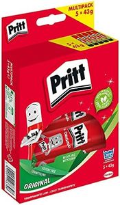 Pritt Colla Stick, Colla per Bambini Sicura e Affidabile, Colla Pritt per Lavoretti e Fai da te, con una Tenuta Forte per Uso Scuola e Ufficio, 5 Stick x 43 gr