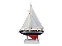 Hampton Nautical Wooden Endeavour Model Sailboat Decoration 9" - Small Wood Sailboat - Wooden Mo