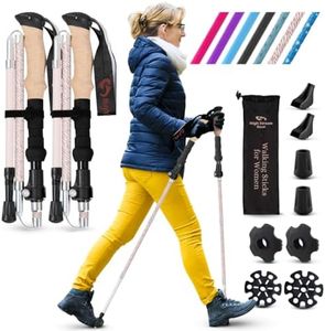 High Stream Gear Walking Sticks for WOMEN - 14.5'' Foldable Hiking Poles for Backpacking, Exercising and Traveling, Set of 2 Aluminum Nordic Collapsible Trekking Poles (100-120cm, Sahara)