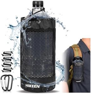 Hikeen X-PAC Backpack Water Bottle Holder, Foldable Molle Water Bottle Pouch with Drawstring Open, Lightweight Wear-Resistant Mesh Water Bottle Holster with Carabiner Travel Hiking Outdoor Activities