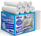 ToughBag 50 Gallon Trash Bags Heavy Duty, Clear Trash Bags (200 COUNT) – Outdoor Industrial Garbage Can Liner for Outdoor, Construction, Lawn, Industrial, Leaf 42 x 47" - Made In USA