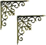NACH 2 Pack Heavy Duty Cast Iron Victorian Shelf Bracket, Antique Gold, Medium 10.5x1.9x10.5 Inches, L-Shaped, JS-90-062G by North American Country Home