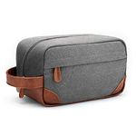 Vorspack Toiletry Bag Hanging Dopp Kit for Men Water Resistant Canvas Shaving Bag for Travel, Light Grey, Medium