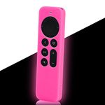 Pink Protective Case for Apple TV Siri Remote 2021 - Anti Slip Shockproof Silicone Cover Sleeve for Apple TV 4K / HD Siri Remote Controller (2nd Generation) Glow in Dark - LEFXMOPHY