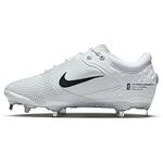 Nike Women's Hyperdiamond 4 Elite Softball Cleats, White/Pure Platinum/Wolf Grey/Black, 8.5