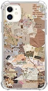 Ospavbinez Brown Aesthetic Newspaper Collage Case Compatible with iPhone 11, Hippie Trippy Quotes Lifestyle Art Case for iPhone 11 for Teens Men and Women, Cool TPU Bumper Phone Case Cover