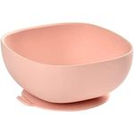 BÉABA - Silicone Bowl with Suction Cups - Baby and Children - Food and Weaning - Non-slip - Sticks perfectly to the table and the high chair tray - Microwave safe - Pink