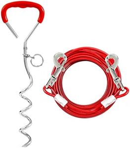 Dog Stake Tie Out Cable,Dog Runner for Yard Tie Out Stake, Dog Chains for Dog Run Outside, Chew Proof Dog Leads for Yard with Dog Stake, Heavy Duty Dog Runner for Training Medium Large Dogs