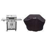 Char-Broil Advantage Series 345S - 3 Burner Gas Barbecue Grill with TRU-Infrared Technology, Stainless Steel Finish with 140 766 - Universal 3-4 Burner Gas Barbecue Grill Cover, Black.