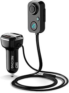 RexingUSA AUX2 Mini Bluetooth 5.1 Receiver Car Kit - Dual USB, Quick Charge 3.0, Enhanced Bass, 3.5mm AUX, Car Stereo Microphone, Hands-Free Calling, Siri & Google Assistant Compatible
