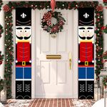 CGACOL Christmas Decorations Door Banners Outdoor Yard Front Porch Sign Set Nutcracker Soldier Banners Hanging Christmas Decor for Home Indoor Outdoor Xmas Decor Wall Front Door Yard Garage