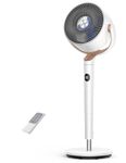 DREO 20 dB Standing Fan for Bedroom, 120°+120° Omni-directional Cooling Fans, 90 ft Circulator With Remote, DC Motor Pedestal Fans, 35-40" Adjustable Height Room Fan, 8 Speeds, 3 Modes, 8H Timer