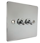 Schneider Electric Ultimate Flat Plate - Double Toggle 2 Way Light Switch, 16AX, GU1222TPC, Polished Chrome