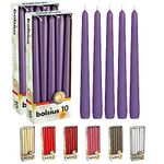 BOLSIUS 10 Inch Purple Taper Candles - 8 Hours Burn Time - Premium European Quality - 20 Count Unscented Smokeless & Dripless Household Taper Candlesticks - Perfect for Church, Party, & Everyday Use