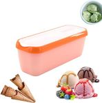 P-PLUS INTERNATIONAL Ice Cream Container with Lid - Ice Cream Container for Home Made Ice Cream - Food Storage Container - Freezer Container - Double Insulated Ice Cream Box (Pack of 1, Orange)