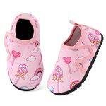 TIZAX Toddler Girls Water Shoes Kids Barefoot Aqua Socks Children Anti-Slip Summer Quick Dry Walking Shoes for Beach/Pool/Swimming Pink Candy 7/8