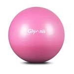 Glymnis Exercise Ball Yoga Ball Anti Burst Slip Resistant Yoga Ball Workout Ball Swiss Ball Birthing Ball with Quick Pump for Yoga Fitness and Core Exercise 55cm 65cm 75 cm (Pink, 48~55cm)