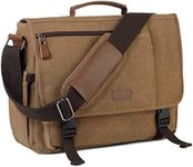 Messenger Bag for Men, VASCHY Canvas Water Resistant Briefcases 15.6in Laptop Bag Crossbody Satchel Women Computer Bags for Work School Casual Camel