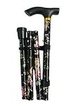 Walking Stick, Easy Adjustable Height Folding Extendable Walking Cane, Lightweight Flexible and Durable, Walking Aid Mobility Aid, Collapsible Walking Stick (BLACK FLORAL)