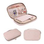 Bagsmart Travel Jewellery Organizer Case Portable Jewelry Bag for Rings, Necklaces, Bracelets, Earrings, Pink