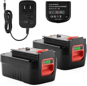 Powilling 2Pack 6.5Ah Replacement for Black and Decker 18V Lithium Battery HPB18 HPB18-OPE 244760-00 A1718 FS18FL FSB18 with Black & Decker 18Volt Charger
