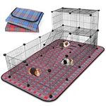 FHTONGE Extra Large Guinea Pig Cage Loft with 2 Waterproof Bedding, DIY Expandable Guinea Pig Playpen with Mat, Modular Small Animal Playpen with Mat for Rat Hamster Chinchilla Bunny (24x C&C Panels)