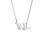 Dinosaur Silver – La Menagerie Origami Jewellery & Silver Geometric Necklace – 925 Sterling plated Silver Necklace & Dinosaur Necklaces for Women – Dinosaur Necklace for Girls & Necklace