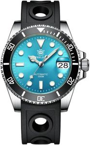 London Craftwork Steeldive SD1953 Diver Watch Ceramic Bezel 41mm Water Resistant NH35 Movement, Turquoise/Black (Rubber Strap), Dive watch