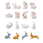 Beauy Girl 16 Pcs Fairy Garden Miniature Rabbit Figure Mini Bunny Figurines Miniature Animal Rabbit Figures, Rabbit Cake Topper, Rabbit Cake Decoration