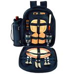 Picnic at Ascot Original Equipped 2 Person Picnic Backpack with Cooler & Insulated Wine Holder- Designed & Assembled in The USA