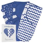 Comfy Cubs Baby Blanket, Swaddle Blanket 3-6 months, Newborn Essentials, Infant Sleep Sack Wrap, 100% Breathable Cotton, Baby Boy Girl, Adjustable 3 Pack (Dark Blue, Large)