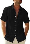 LVCBL Linen Shirt Men Short Sleeve 