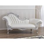 Wooden Twist Teak Wood Carved Deewan Chaise 2 Seater Lounge Sofa Couch(Silver)