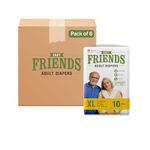 Friends Easy Adult Diapers Tape Style | 60 Count (X- Large) | Waist 35.43-65.35 inch; 90-166 cm with odour lock | Unisex | Leakproof | Wetness Indicator and Anti-Bacterial Absorbent Core