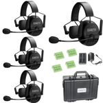 Came-TV Kuminik8 Wireless Intercom Headset System with Noise Cancellation, 1500ft Team Communication Group Talk, Mute Function Single-Ear Headset Film Production Stage Sport Event 4 Users