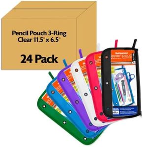 BAZIC Products Pencil Pouch 3 Ring Binder Pouch w/Rivet Enforced Rings Holes, 11.5"x6.5" Clear Color, Zipper Pouches Case Cosmetic Bag, 24-Pack