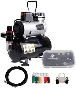 Timbertech ABPST08K Airbrush Compressor Complete Set with Upgraded Cooling Fan Mini Compressor Airbrush Gun and Airbrush Accessories