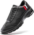UOFEIY Men's Golf Shoes Spikeless Professional Air Cushion Golf Shoes Casual Walking Travel Breathable Sneakers Black&Red 13.5