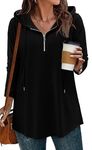 KISSMODA Casual Long Sleeve Drawstring Hoodies Women's Yoga Clothing Loose Fit Pullover 2024 Black