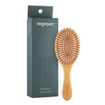 Regrowz Bamboo Hair Brush - Detangles & Eliminates Knots - Wooden Brush on Thick & Thin Hair - Anti Breakage with Round Natural Bristles for All Hair Types