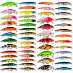 BAIKALBASS Bass Fishing Lures Kit Set Topwater Hard Baits Minnow Crankbait Pencil VIB Swimbait for Bass Pike Fit Saltwater and Freshwater (008-53pcs)