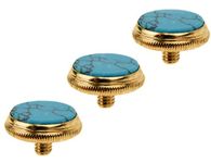 Jiayouy Gold Blue Turquoise Inlay Trumpet Finger Buttons for Trumpet Accessory Replacement 3 Pcs