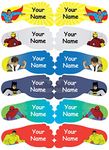 Smile Labels | Personalized Waterproof Shoe Labels for School Kids – Pack of 24 (12 Pairs) Shoe Name Stickers (Size: 50mm x 22mm). (Superheroes)