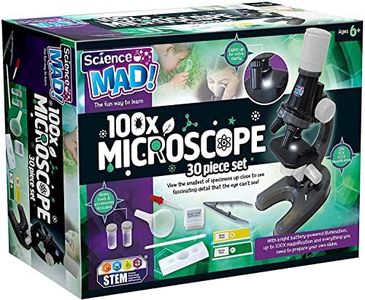 Science MAD! 100x Microscope for Kids - Learn How to Magnify with Fun - Features Powerful Illumination, 100x Magnification, Slides and Tools Included, 6+ Years