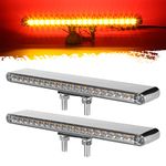 Partsam 2Pcs 12" Clear Lens Red/Amber LED Combo Dual Face Truck Semi Trailer Light Bars 20LED Waterproof w Double Studs Sealed Trailer Led Pedestal Turn Signal Stop Tail Marker Clearance Lights