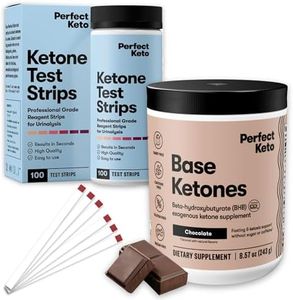 Perfect Keto Ketone Bundle — Exogenous Ketones Powder (Chocolate, 8.57 oz) + 100 ct Urine Ketone Test Strips — Keto Support & Monitoring Kit for Low Carb/Ketogenic Diets