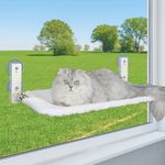 PEFUNY Cordless Folding Cat Window Perch, Cat Hammock for Window and Wall, with 4 Suction Cups, Sturdy Setal Frame for Glass Windows and Interior Walls (White Medium)