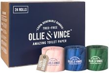 Ollie & Vince Bamboo Toilet Paper | Sustainable, Eco-Friendly, Plastic-Free & Tree-Free, Organic | 24 Rolls, 3-Ply, Soft, Strong & Septic Safe, Unscented | Premium Bathroom Tissue
