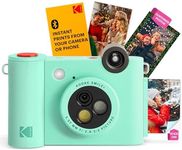 KODAK Smile+ 2-in-1 Digital Instant Print Camera & Wireless Bluetooth Photo Printer - 10MP, Special-Effect Rotating Lens, Zink 2x3 Inch Sticky-Back Photos, Print via Fun App from Smart Devices - Green